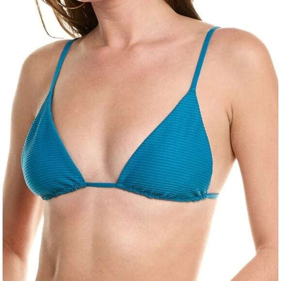 L Space Bikini Top Womens Medium Blue Brittany Ribbed Beach Coastal Summer NWT - Picture 1 of 6